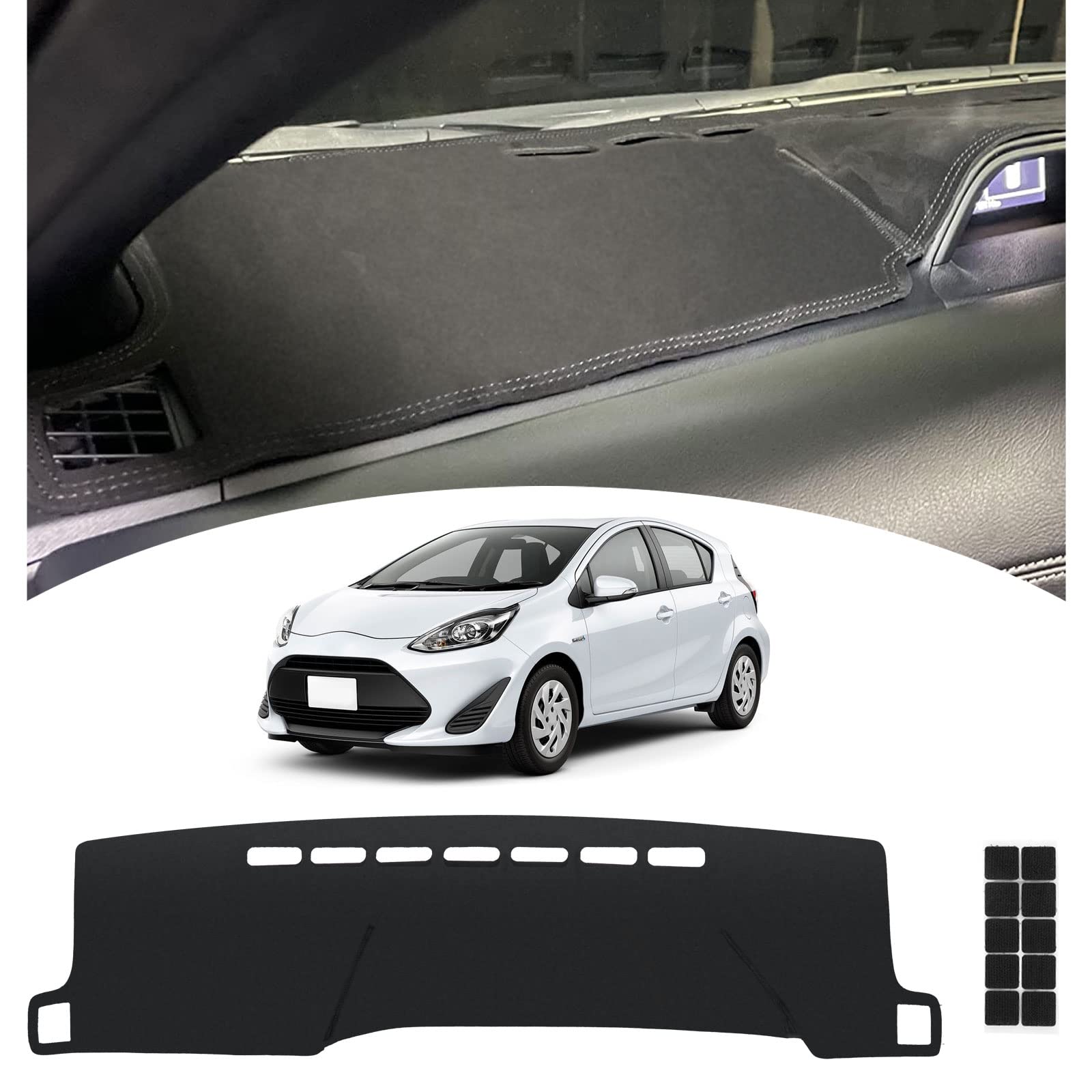 

Коврик на приборную панель TEMSONE для Toyota NHP Aqua 10 Series AQUA 2011 Чехол на приборную панель Защитный коврик Замшевый материал Защита от солнца Защита от царапин Предотвращает чёрный