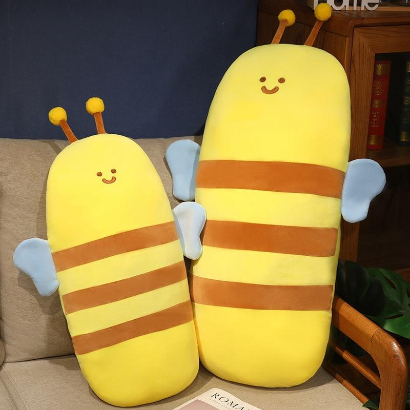 Cute Cute Bee Long Throw Pillow Plush Toy Doll Little Bee Doll Children Accompany Soothing Doll