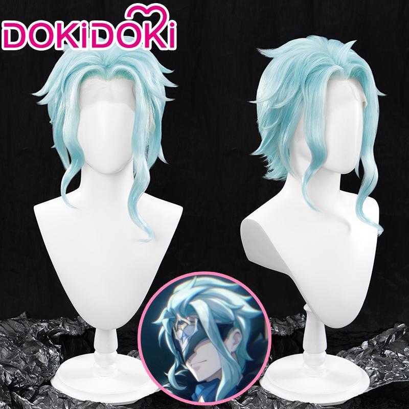 Il Dottore Perücke Spiel Genshin Impact Fatui Vorbote Cosplay Perücke DokiDoki Frontspitze Fatui Doktor Maske Ohrringe