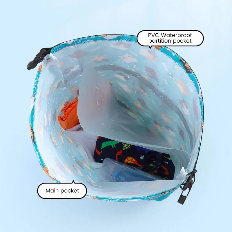 Kids Swimming Backpack Swim Cap Clothes Storage Dry Wet Combo Bags Waterproof Travel Beach Outdoor Pool Sport Wash Packing Bag