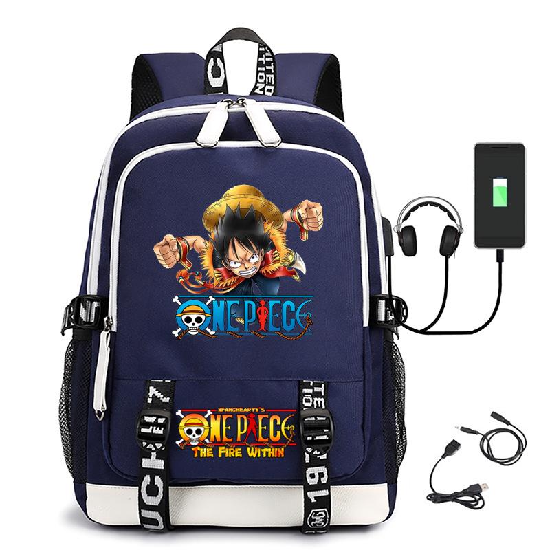 Hot-selling ONE PIECE Luffy backpack usb charging large capacity bag