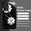 Vintage Floral Stylish Lotus Flower Pattern Tempered Glass Phone Case for Samsung Galaxy A56 A55 A54 A53 A52 A36 A14 A15 Covers