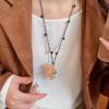 Fashion Necklaces Cute Cartoon Horse Pendant Multi Color Acrylic Wood Bead PU Leather Double Layer Rope Sweater Chain Jewelry
