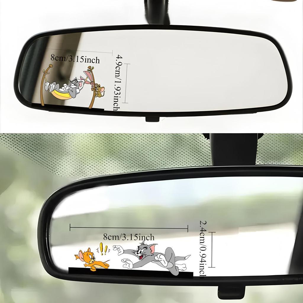 New Cute Cartoon Cat & Mouse Car Rearview Mirror Decorative Stickers