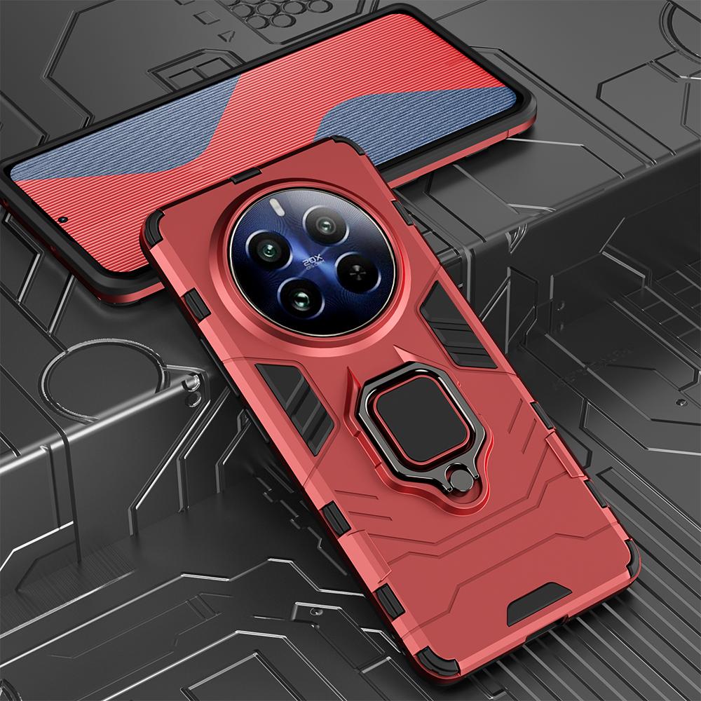 

Противоударный защитный чехол KEYSION для Realme 12 5G, силиконовый + ПК, металлическое кольцо-подставка, чехол для телефона для OPPO Realme 12 5G for Realme 12 5G красный