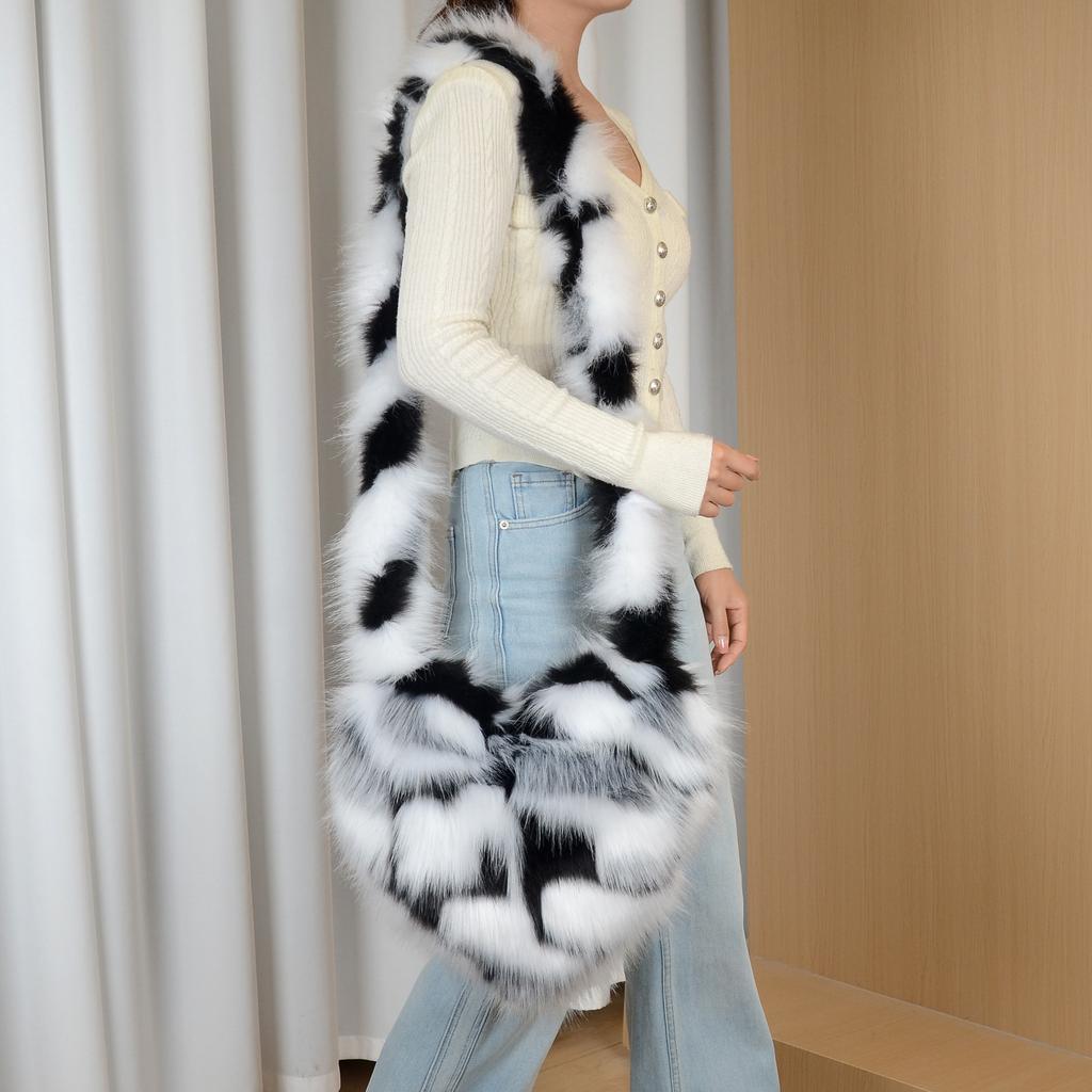 Oblique Love Bag Women'S Plush Large Bag Imitation Raccoon Hair Oblique Span Bag Large Capacity Personalized Fashion Women'S Shoulder Bag