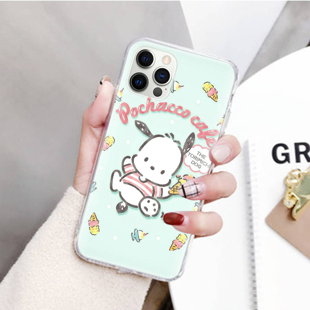 JZ26 Cartoon Pochacco Transparent Case for Samsung A04 A14 A23 M33 M53 Realme 10 9 C35 C55 VIVO Y02 X80 Infinix Hot 30 Note 11 Tecno Spark 8P Pro
