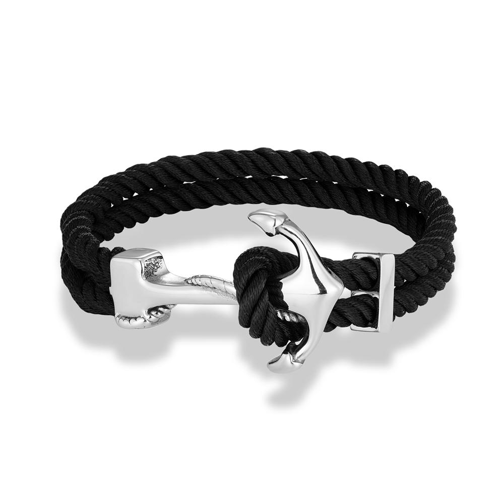 Navy Style Anchor Bracelets Men Women Double Strand Mulitcolor Nautical Surfer Rope Bracelet Stainless Steel Boat Hook