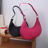 Solid Color PU Leather Shoulder Bag Love Heart Hobo Bag Portable Crescent Moon Underarm Bag  Girls