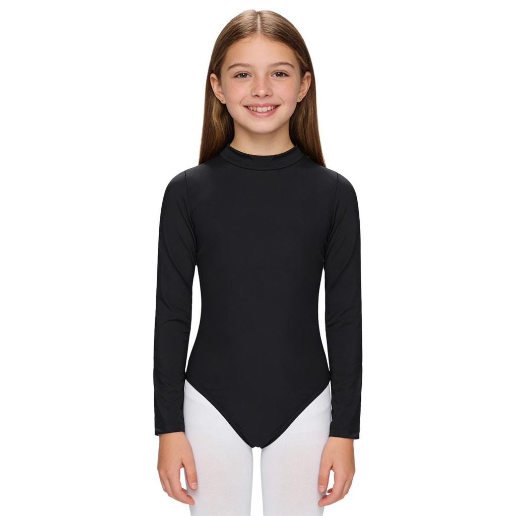 Nude Kinder Mädchen Fleece Langarm Trikot Einfarbig Body Gymnastik Ballett Tanz Training Kostüm