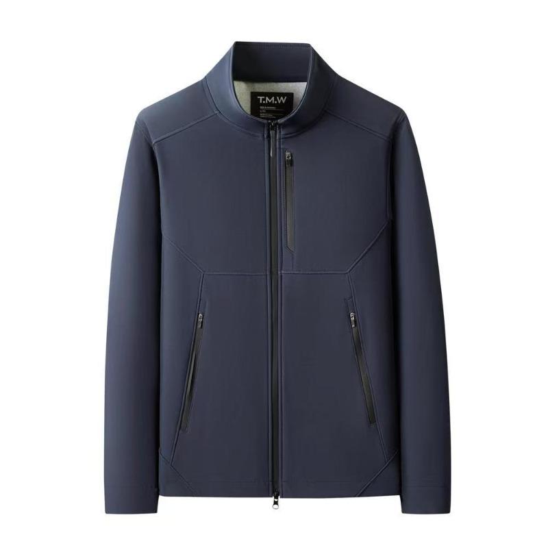 

New Autumn and Winter Quality Stand-up Collar Soft Shell Jacket Solid Color Simple High-quality Fabric Two Open Flat Replacement 4XL
