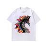 Mens Loose Fit Cotton T-Shirt With Bold Animal Print Breathable Casual Short Sleeve Top Daily Wear