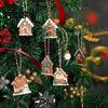 Vintage Candy Cottage Ornaments 24/36Pcs Gingerbread House Christmas Ornaments, Wooden Xmas Tree Decor with Rope, DIY Party Supplies Hanging