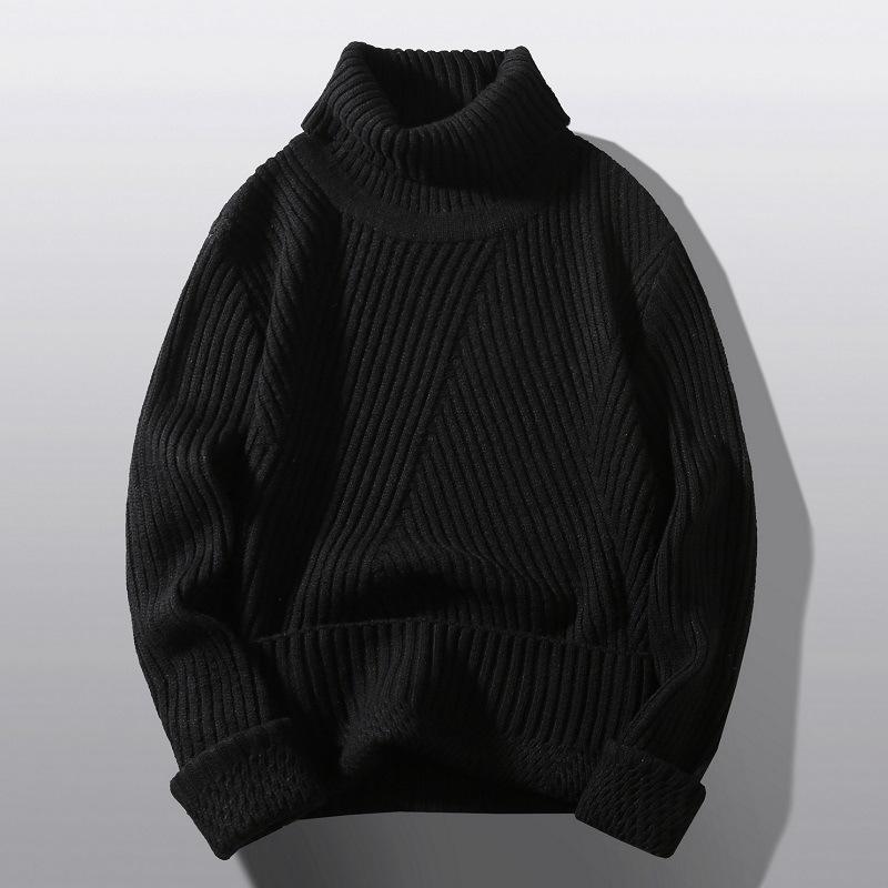 Men S Thick Striped Turtleneck Knit Pullover Sweater For Winter