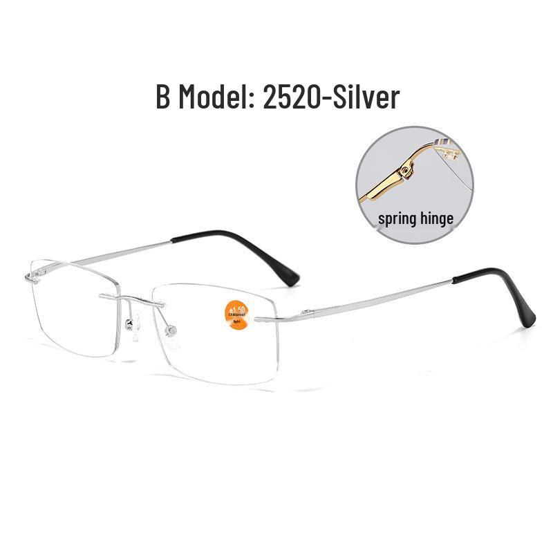 Ultra-Light Frameless HD Reading Glasses with Anti-Blue Light for Middle-Aged & Elderly