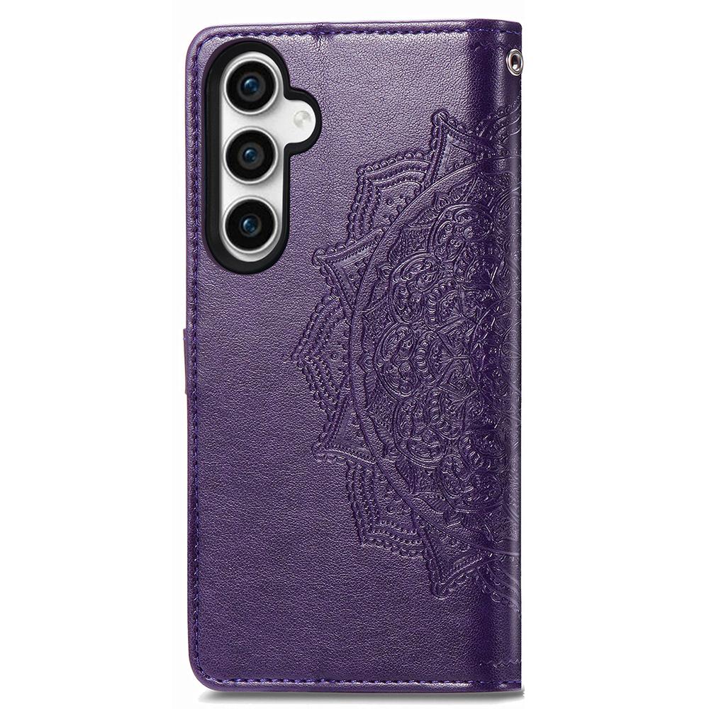 For Samsung Galaxy S23 FE PU Leather Phone Case Embossed Mandala Pattern Stand Wallet Phone Cover