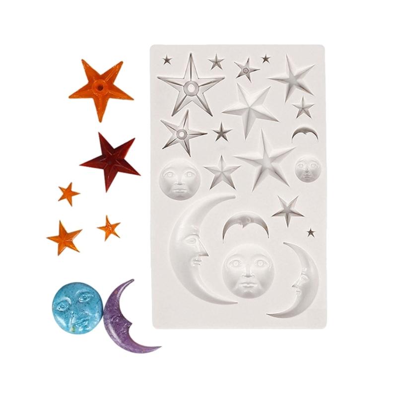 Multi-Cavities Cake Baking Mold Moon Sun Star Silicone Fondant Molds For Making Chocolate Candy Handmade Clay Craft
