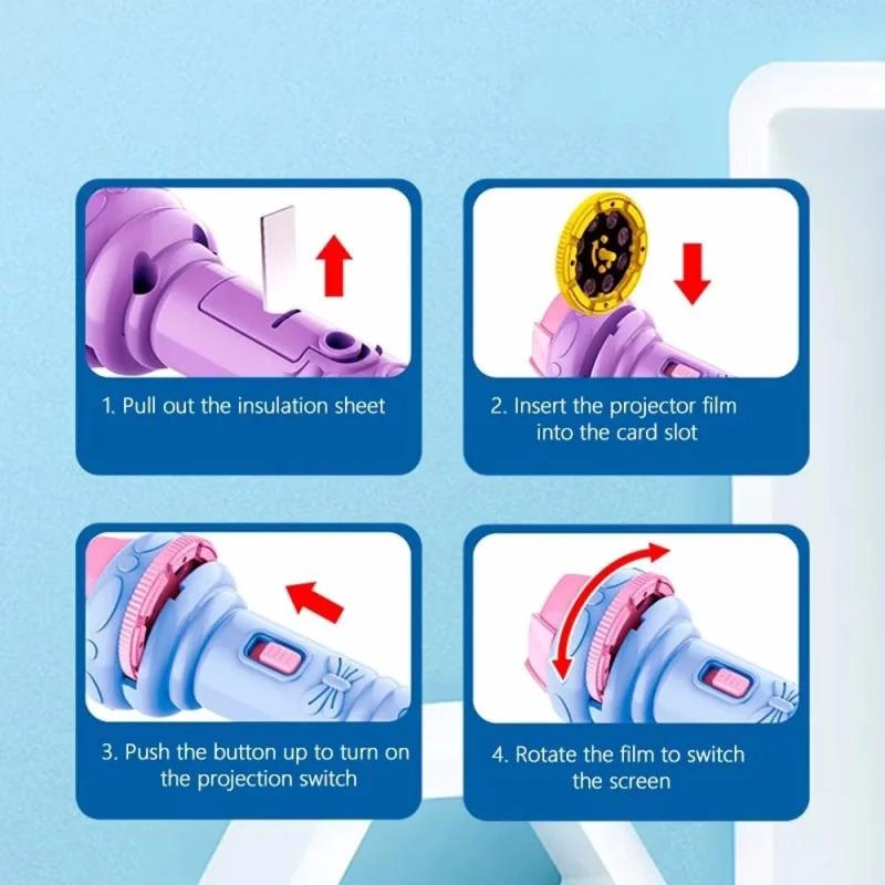 10 Cards Cartoon Projection Flashlight 80 Patterns Creative Children Flashlight Toy Projector Baby Toys Bedtime Story Book Toy