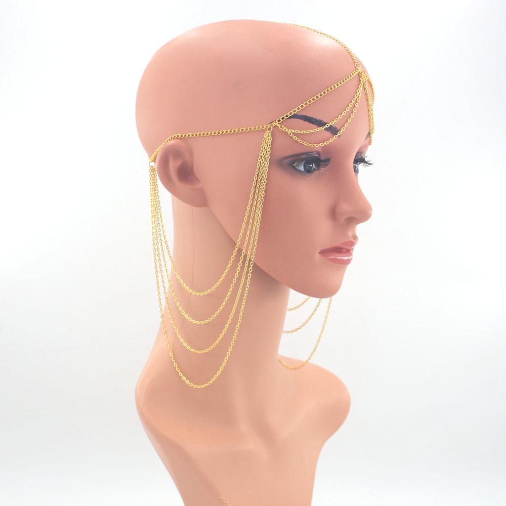 European & American Fashion Head Chain with Metal Tassel - Women's Muslim Hijab Jewelry Headdress