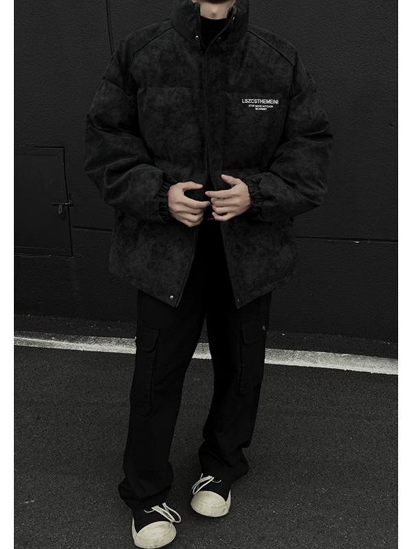 Men's American Style Winter Leather Stand Collar Jacket – Thick, Cold-Resistant, Youth Outerwear.