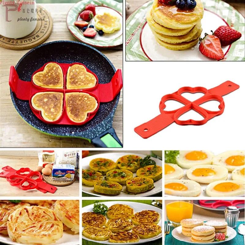 Silicone seven-hole round heart-shaped star omelette maker Multifunctional 4-hole pancake mold pancake maker
