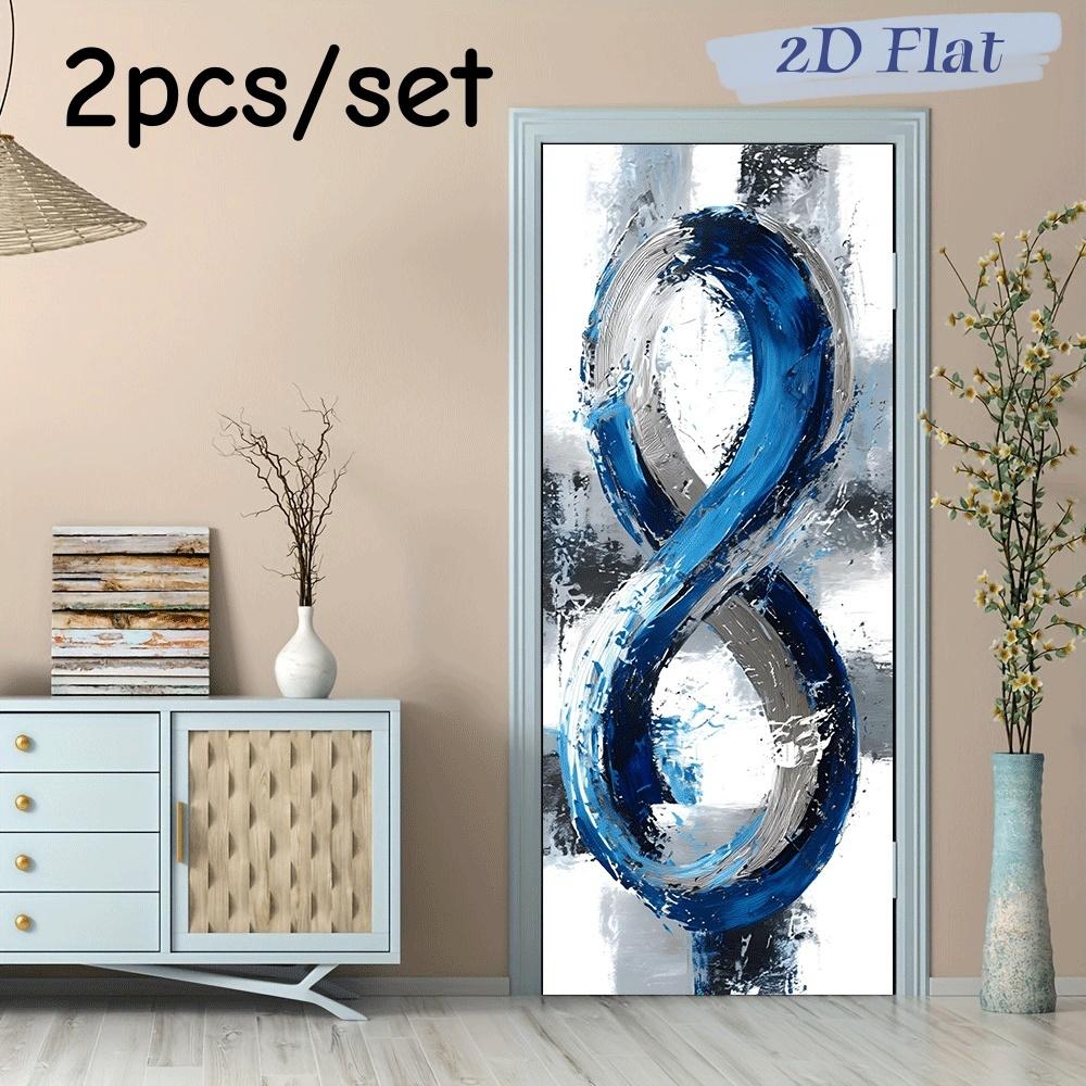

2pcs Modern Abstract Art Unlimited Symbol Wall Stickers Blue Grey Interwoven Creative Decorative Stickers Self Adhesive Removabl (as the picture,38.5x200cmx2)