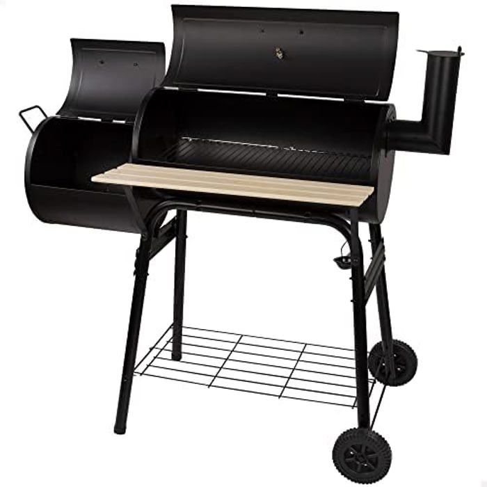 Portable Charcoal Barbecue - Aktive - Smoker - Capacity 10 People - Black - 116x61x106 Cm