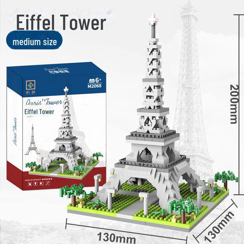 Internet celebrity light compatible with Lego Paris Eiffel Tower model building block toy. Medium Eiffel Tower [13x13x20cm] without light