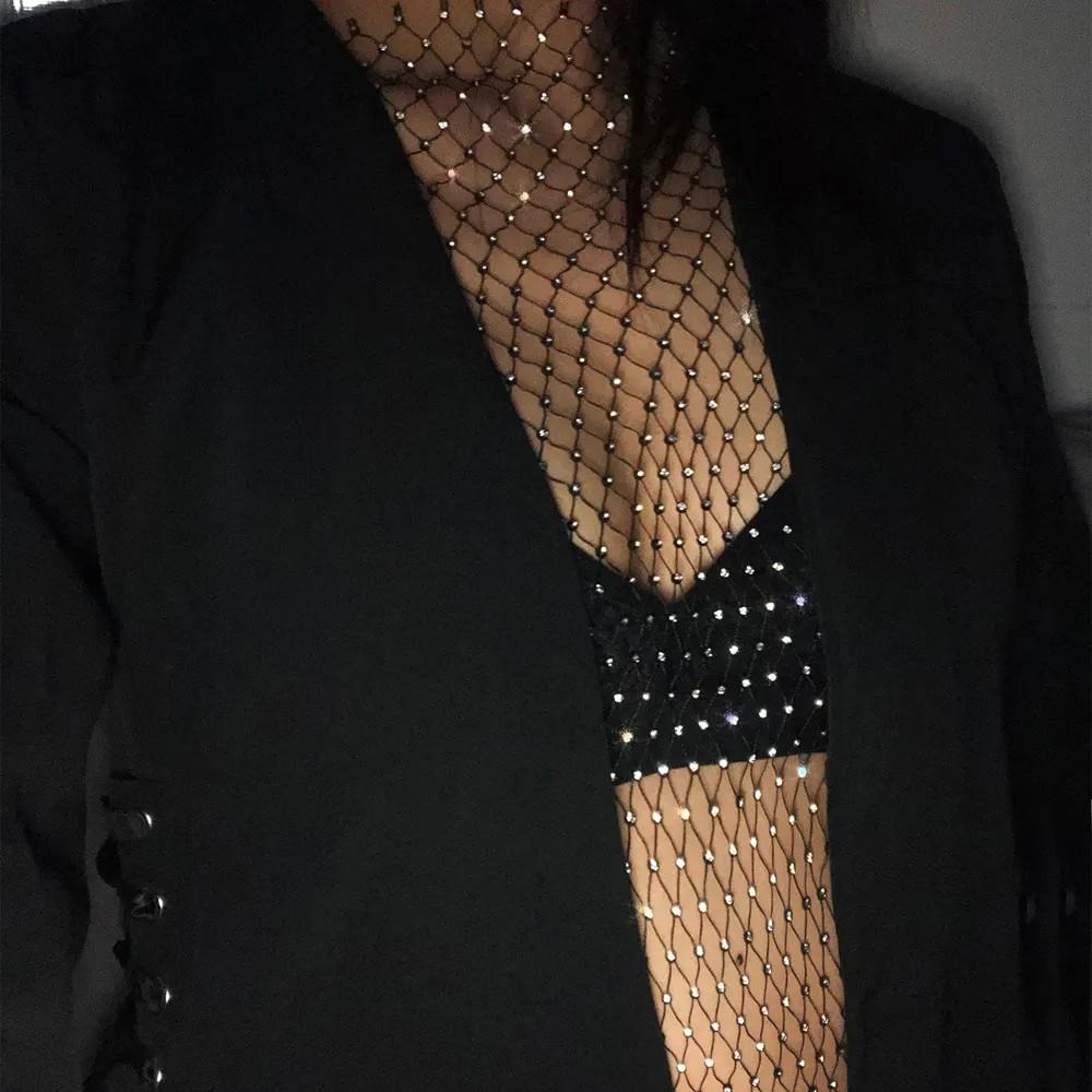 Diamond One-shoulder Women's Vest High Elastic Breathable Fishnet Hollow Design Fashion Top