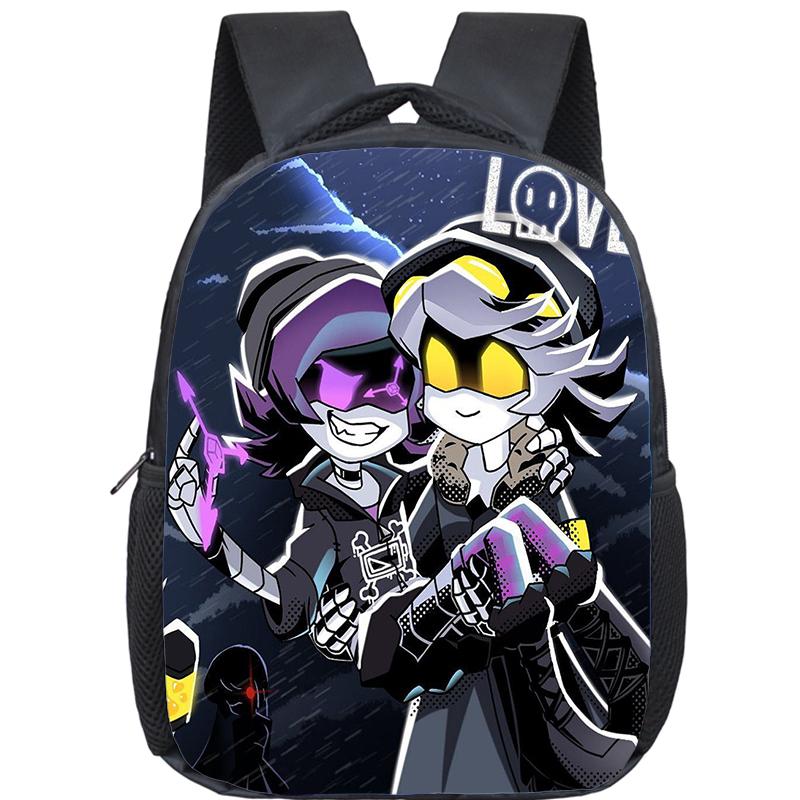 Cartoon Mord Drohnen Rucksack für Jungen Mädchen Uzi und N Aufdruck Schultasche 12 Zoll Kindergarten Kleinkind Schultaschen Kinderrucksack