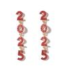 Aesthetic Happy New Year Earrings Rhinestone Crystal Party Earrings  Christmas