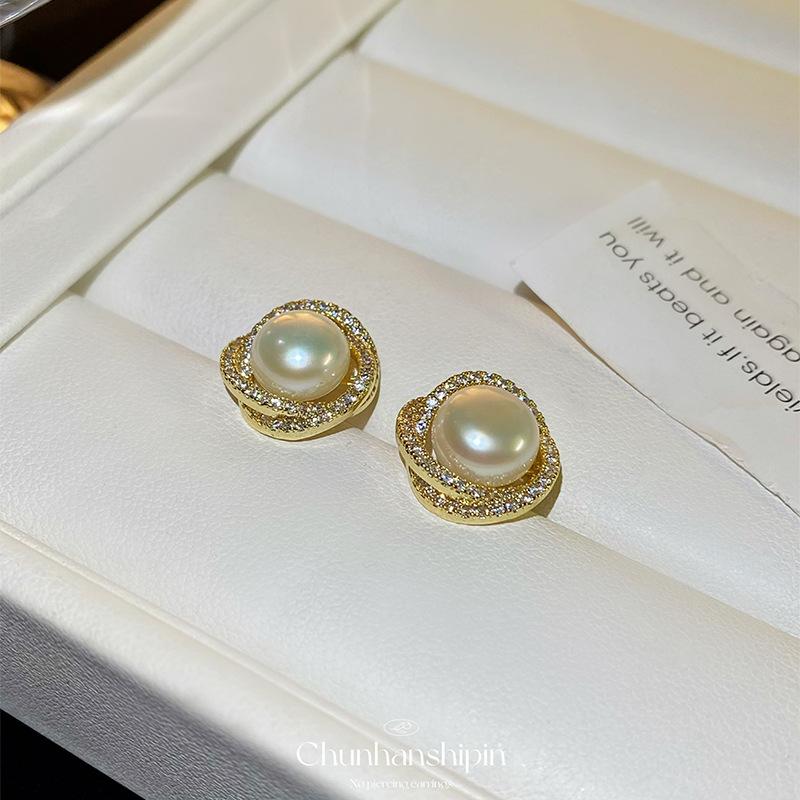 No Pierced Earrings, Natural Freshwater Pearl Stud Earrings, Female Elegance, Agate Earrings, No Pierced Exquisite Earrings.