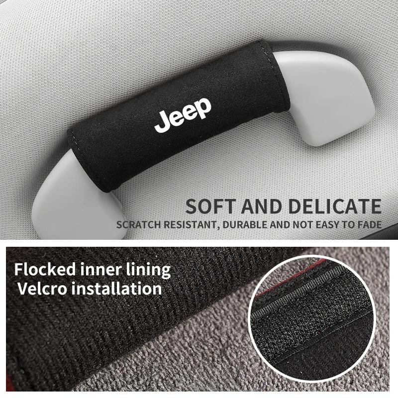 Für Jeep Auto Griff Schutzabdeckung Wildleder Auto Innen Oben Handhebel Handschuhe Für Jeep Renegade Compass Grand Cherokee Wrangler
