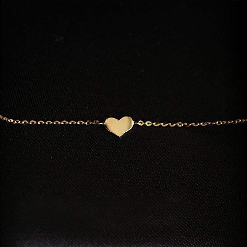 925 Sterling Silber Koreanische Version Einfache Herz-Stab-Kettenarmband Damen Mode Charme 14k Gold Schmuckzubehör