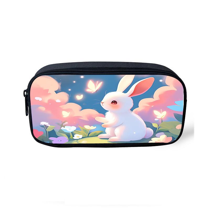 Rabbit Elementary School Children's Pencil Bag Simple Stationery Bags Pencil Bag Printed Storage Bags Wallet Printed