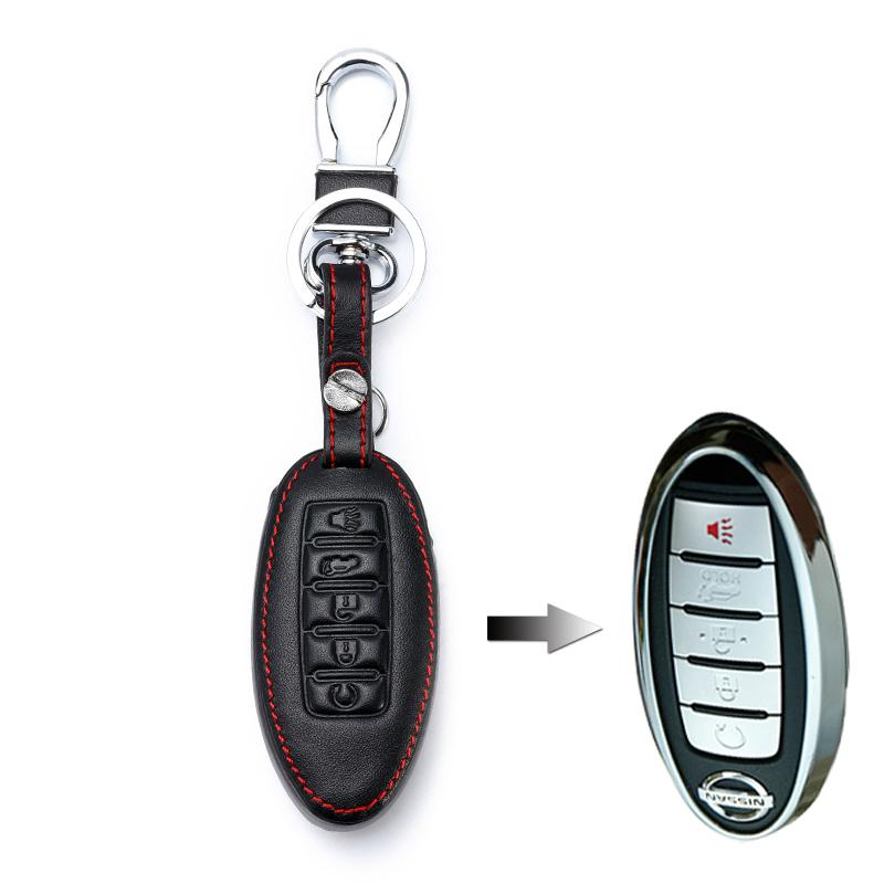 Bilnøkkeldeksel i skinn for Nissan Teana X-Trail Murano March Geniss Tiida Qashqai Livina Sylphy Sunny Juke Almera