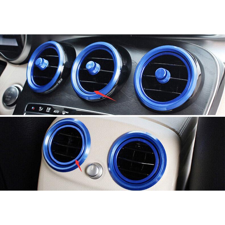 For Mercedes-Benz GLC 16-21 Aluminum Blue Console Air Outlet Vent Ring Decor 7X