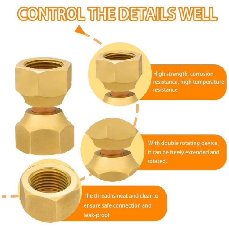 Sturdy Brass Female Swivels Flares Adapters with Sealing Gaskets Convenient Accessory for Fuels Transfer 2Pieces