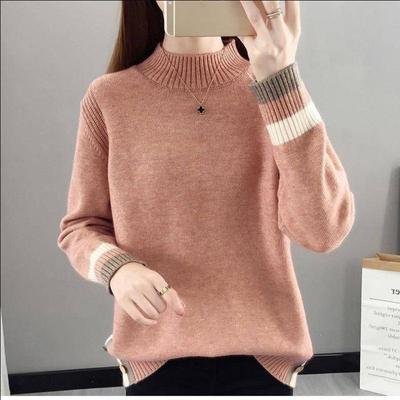 Fall Winter Women's Half Turtleneck Sweater Loose Knit Sweater Top Pullover Knit Jumper Outerwear