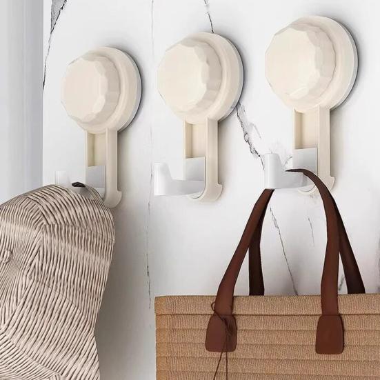 Rotating Suction Cup Hook with Vacuum Lock Heavy-Duty No-Drill Adhesive Hook for Bathroom Kitchen Door Removable Reusable Space-Saving Organizer for