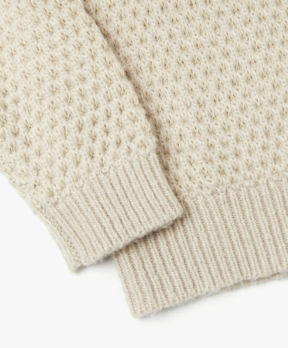 Le Mad Two-Tone Waffle Wool Round Knit - Cream