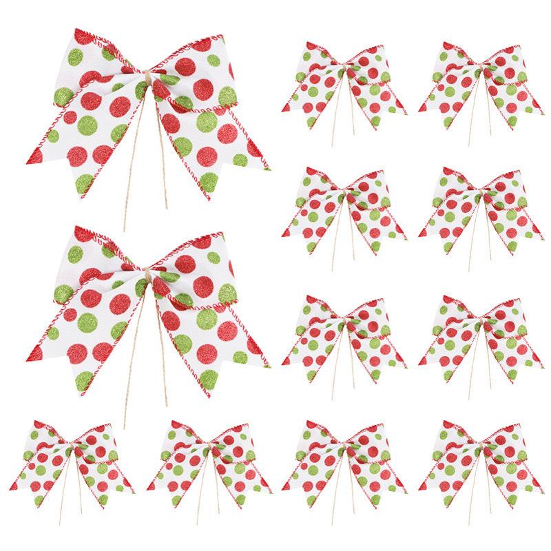 Christmas Bows for Wreaths, DIY Xmas Tree Decorations for Tree Gift Wrapping Garland Home Decor