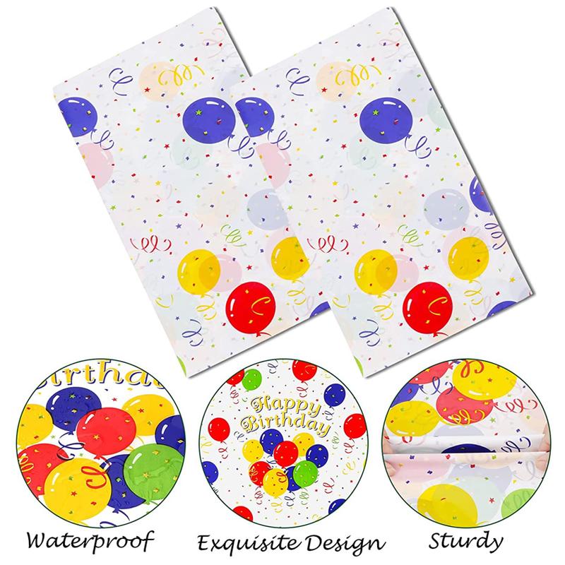 Happy Birthday Tablecloth Balloon Printed Disposable Waterproof Tablecloth Party Decoration Birthday Party Decoration