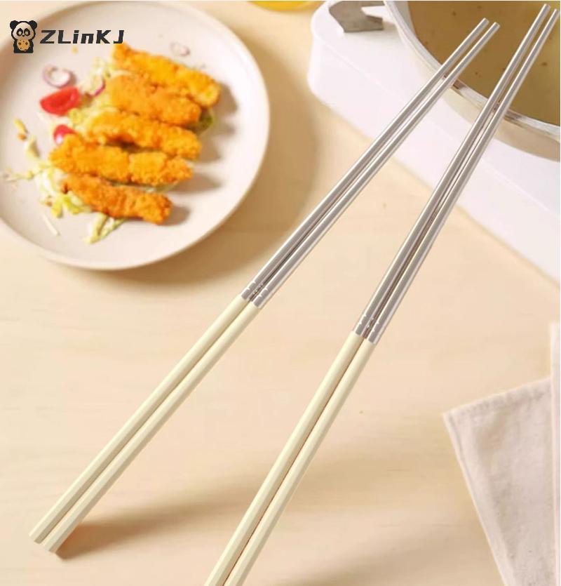 Essstäbchen aus Edelstahl, lange Essstäbchen, zum Kochen von Nudeln, frittierte Hot Pot-Essstäbchen, chinesische Essstäbchen, wiederverwendbares Essstäbchengeschirr aus Metall