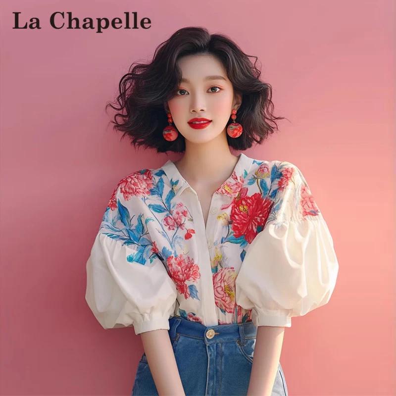 La Chapelle Women s Floral Print Loose Blouse M