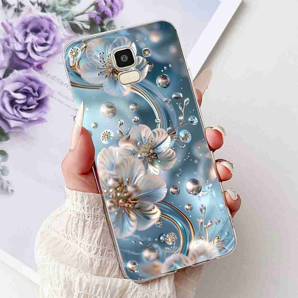 For Samsung Galaxy J6 2018 SM-J600F Case Fashion Girl New Flowers Soft Silicone TPU Cover For Samsung j6 J6 2018 Phone Shell