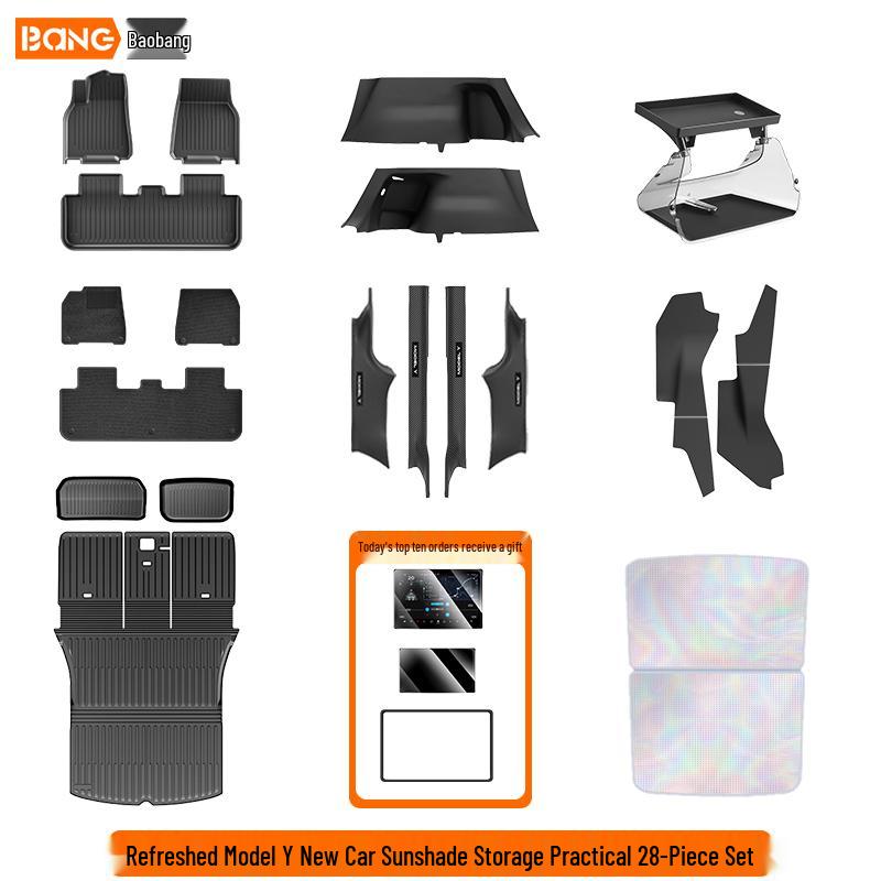 Tesla Model Y & 3 Refresh TPE Interior Floor Mats - Full Set Protection Accessories