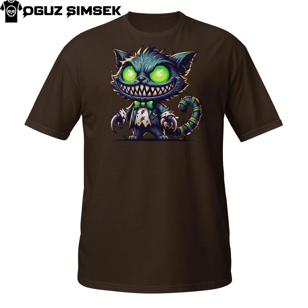

Insane Cat T-Shirt | Glowing Eyes and Creepy Smile | Trippy Feline Tee XL
