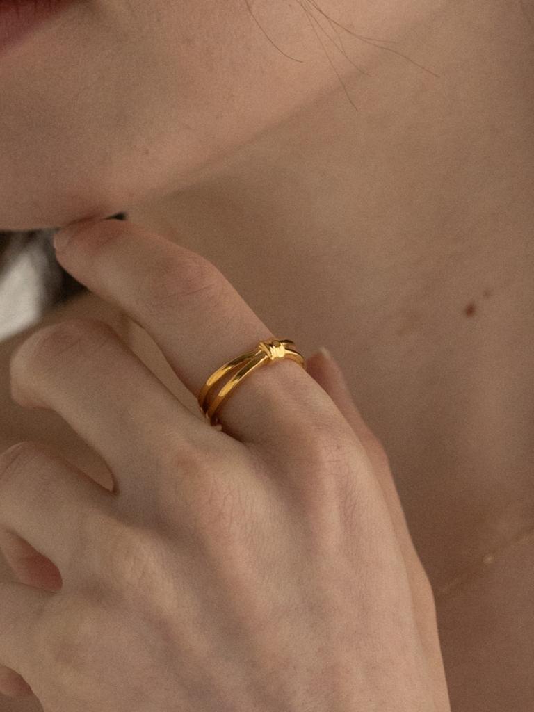 Before Moonrise Ribbon Double Line Open Ring Sr211G