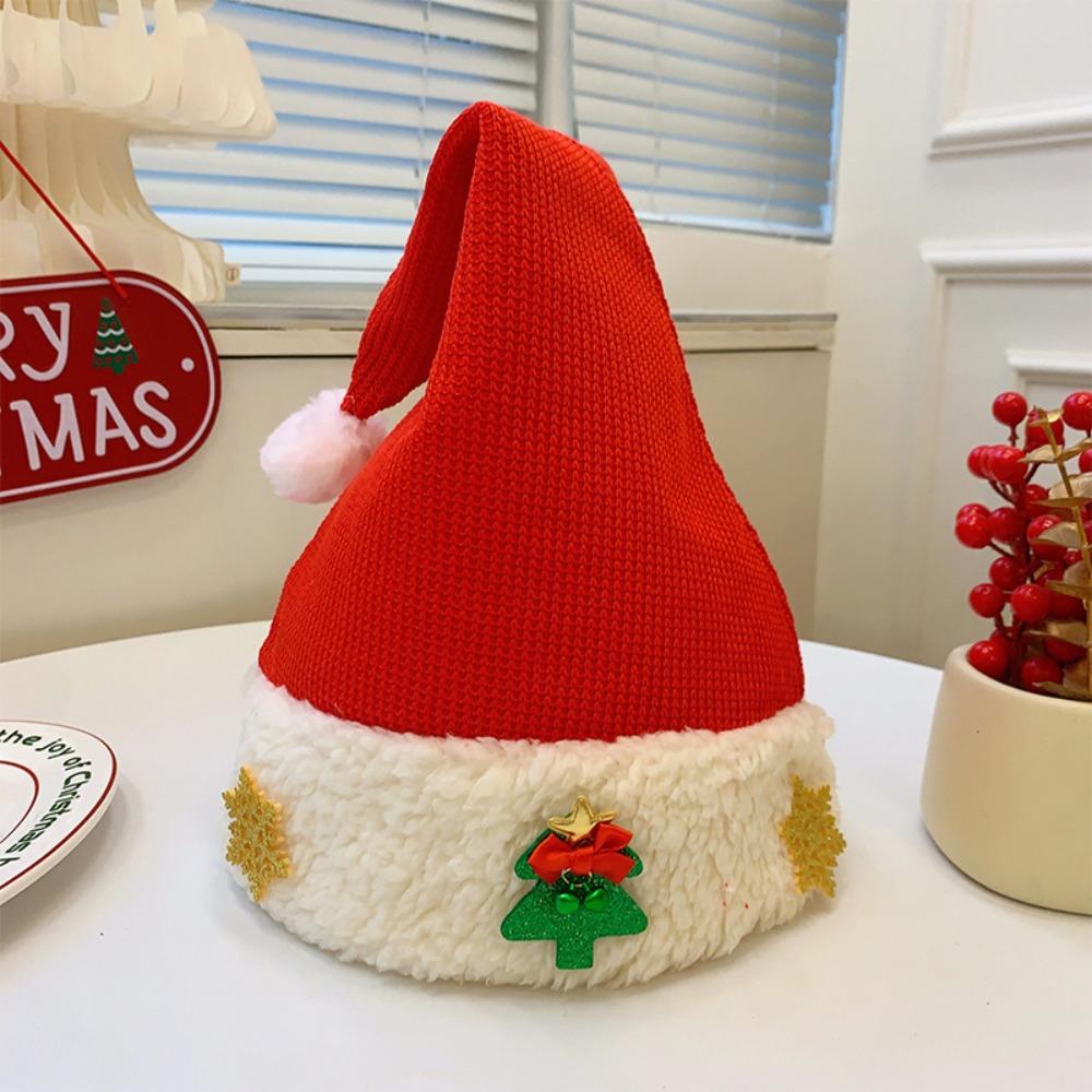 Merry Christmas Decoration Santa Claus Hat Bow Red Plush Hat All-match Christmas Sequin Hat  Adults